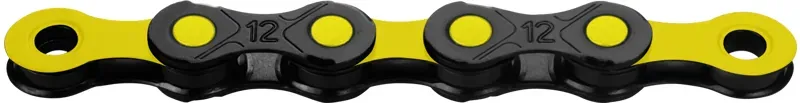 KMC X12 DLC Waxed Chain 126 Links In Black/Yellow