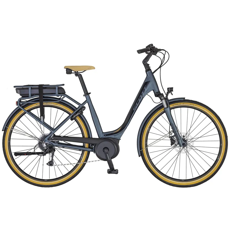 2020 Scott Sub Active eRide 30 USX Rack Electric Hybrid Bike in Blue