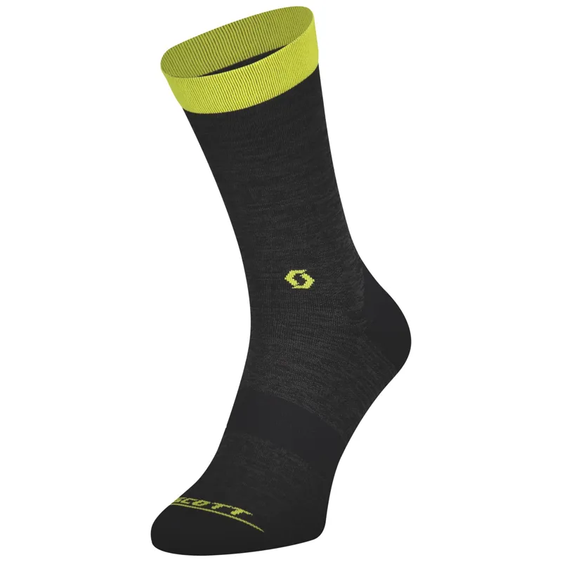 Scott Trail Crew Socks in Dark Grey/Sulphur Yellow