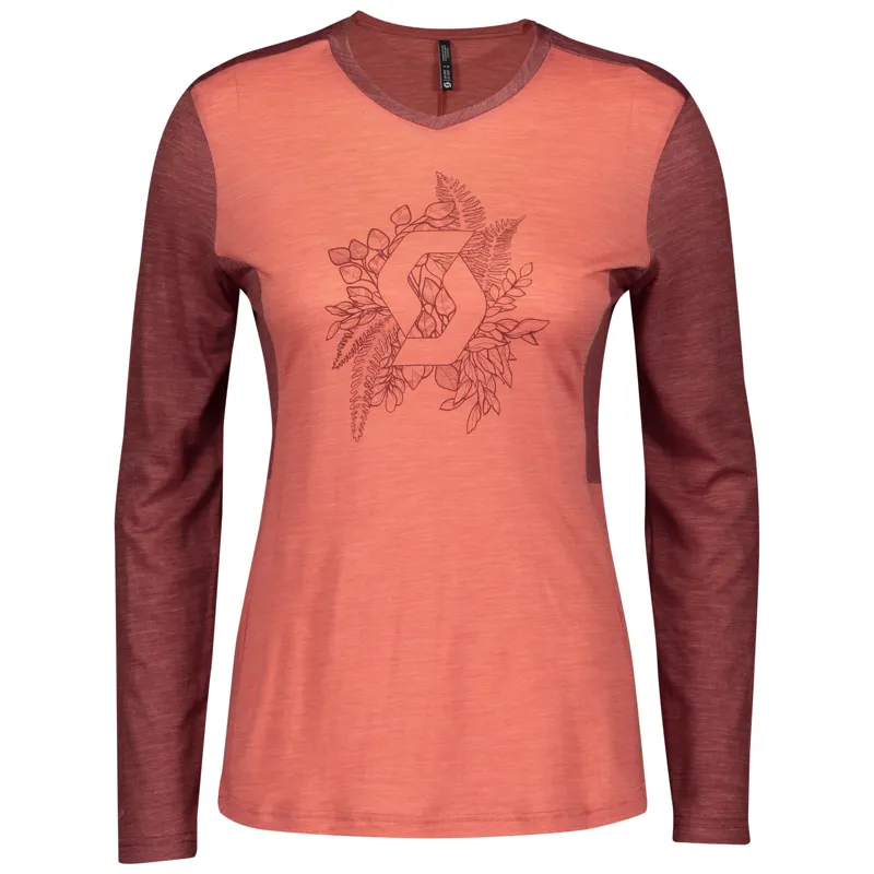 2021 Scott Trail Flow Merino Womens Long Sleeve Shirt in Red