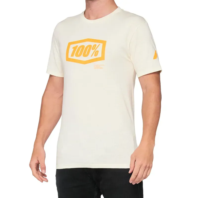 100% Essential T-Shirt in Chalk/Orange