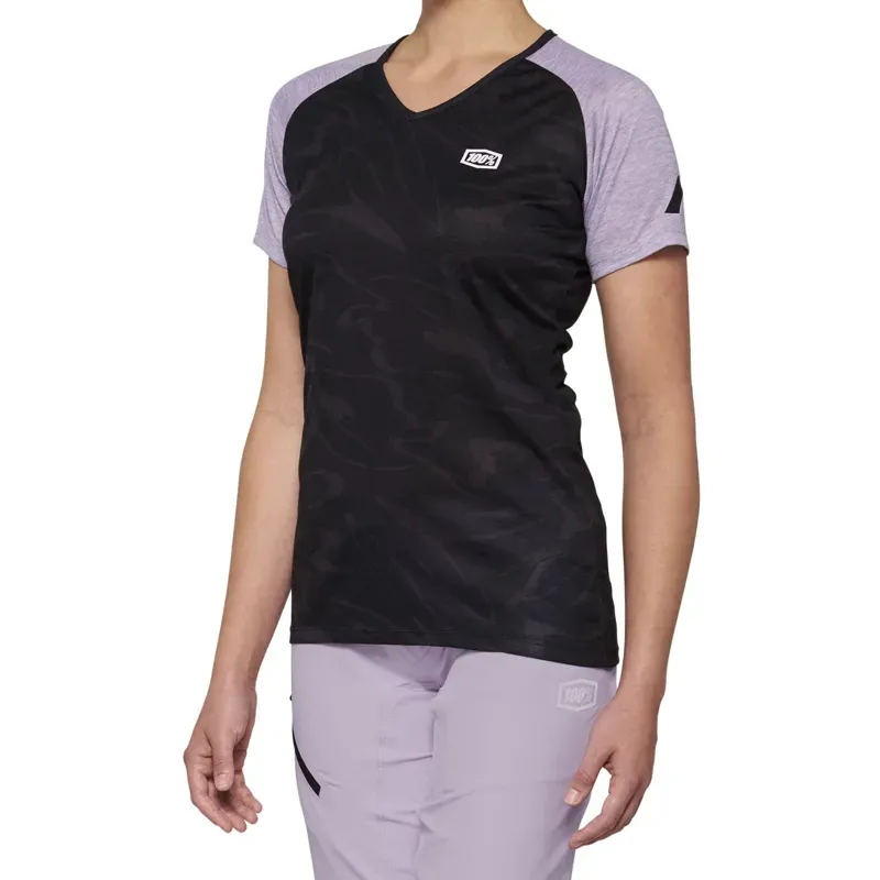 100% Airmatic Short Sleeve Women's Jersey in Black/Lavender