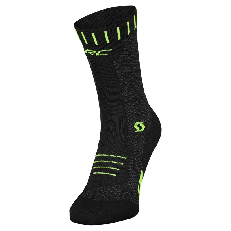 Scott RC Running Crew Sock In Black/Safety Yellow