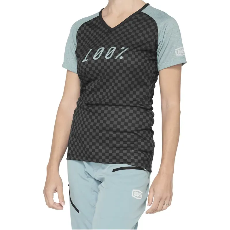 100% Airmatic Women's Jersey in Seafoam/Checkers