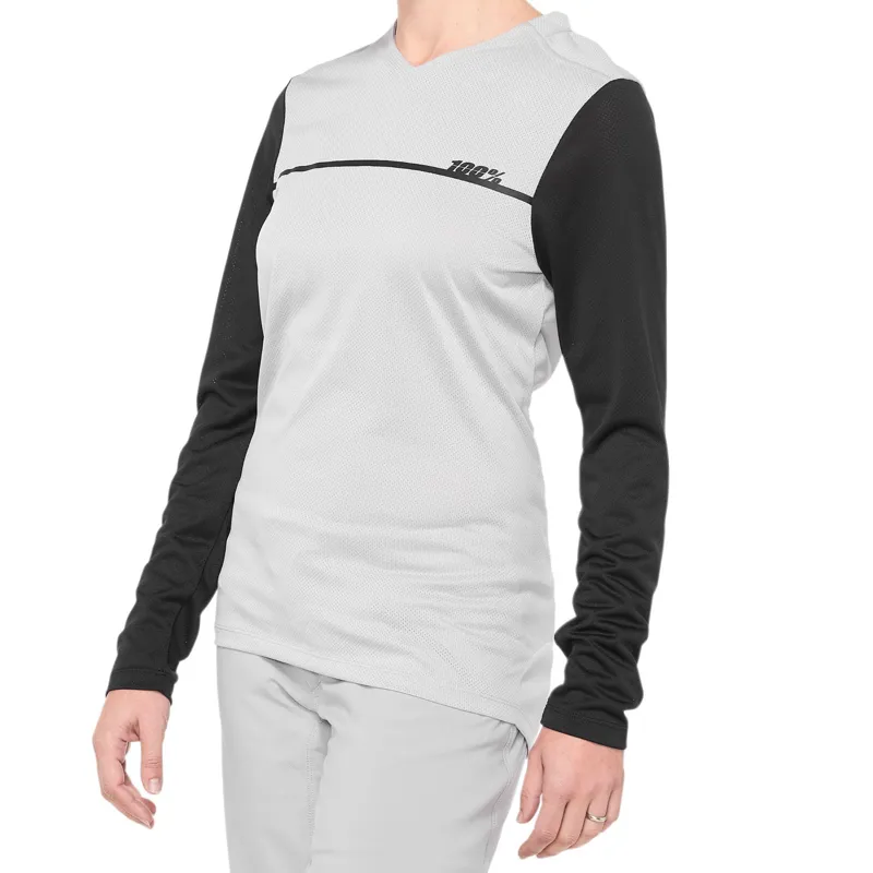 100% Ridecamp Women's Long Sleeve Jersey in Grey/Black