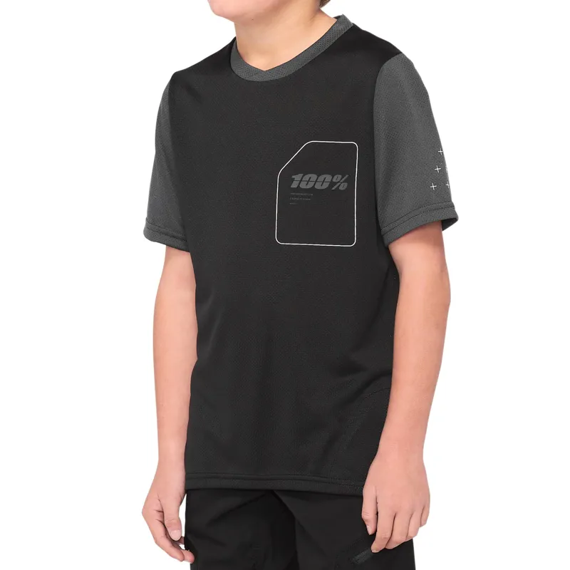 100% Ridecamp Youth Jersey in Black/Charcoal