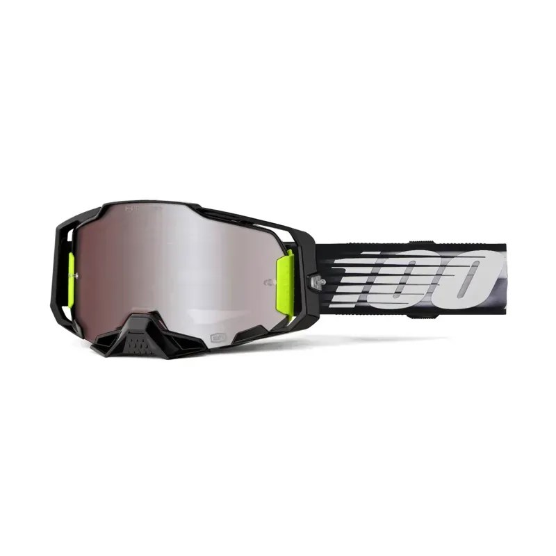 100% Armega HiPER Mirror Silver Lens Goggles in Lightspeed