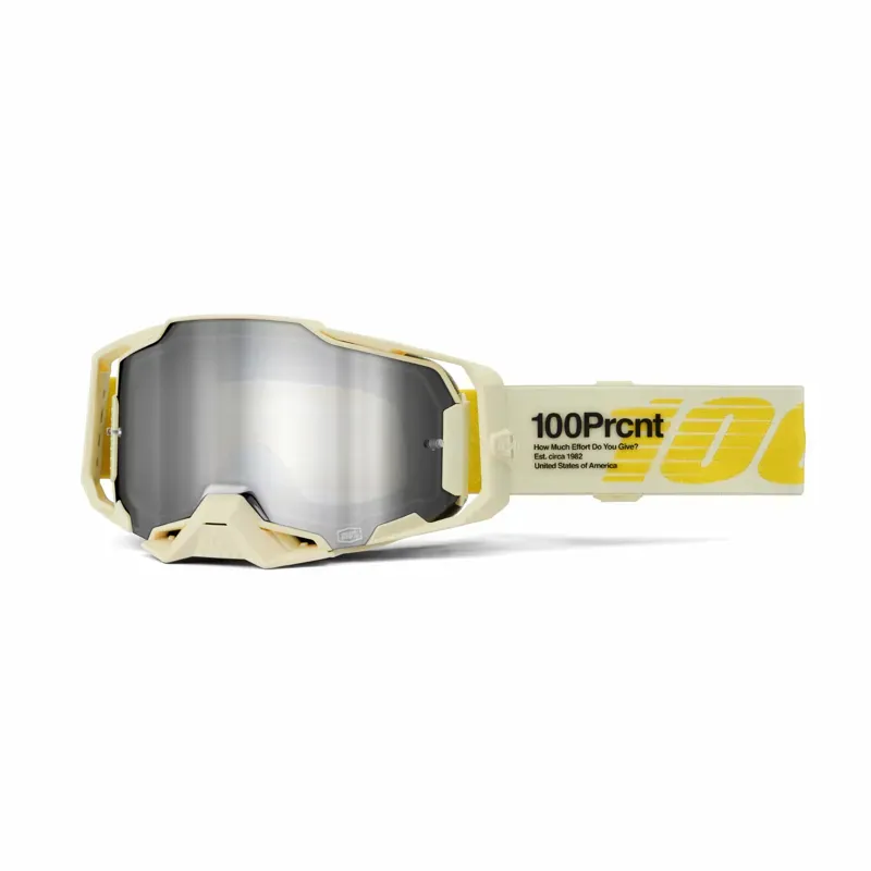 100% Armega Mirror Silver Lens Goggles in Barley