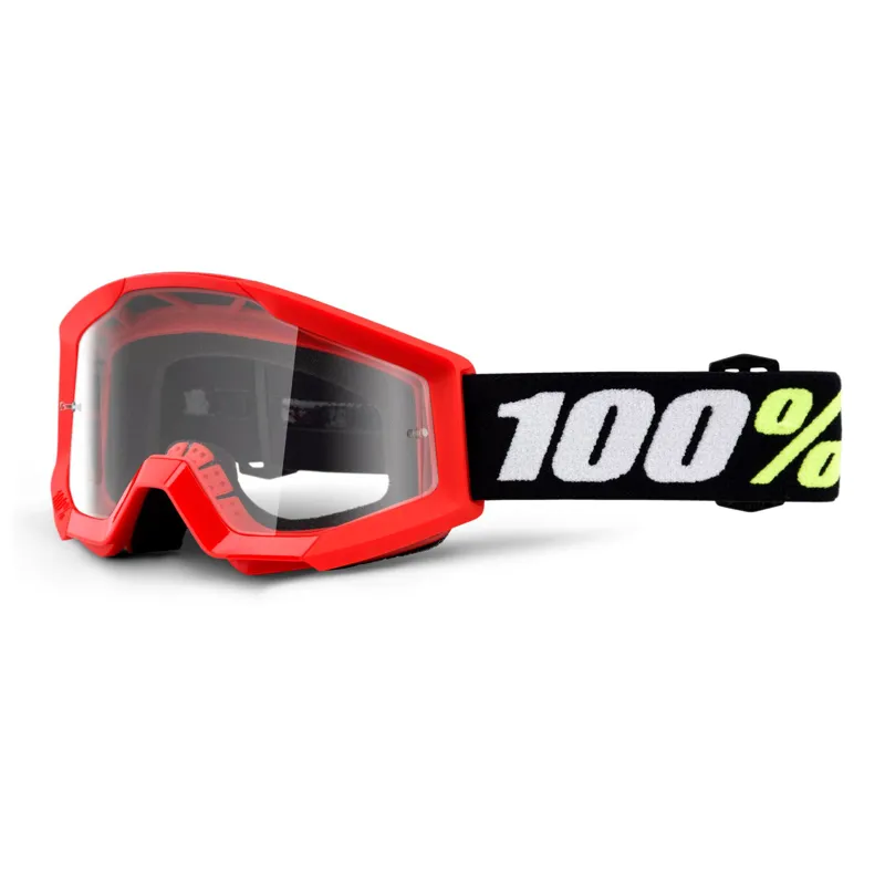 100 Strata Mini Goggles / Clear Lens Red