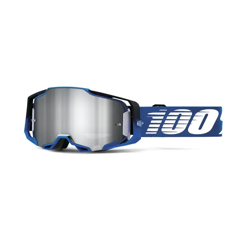 100% Armega Flash Silver Lens Goggles in Rockchuck