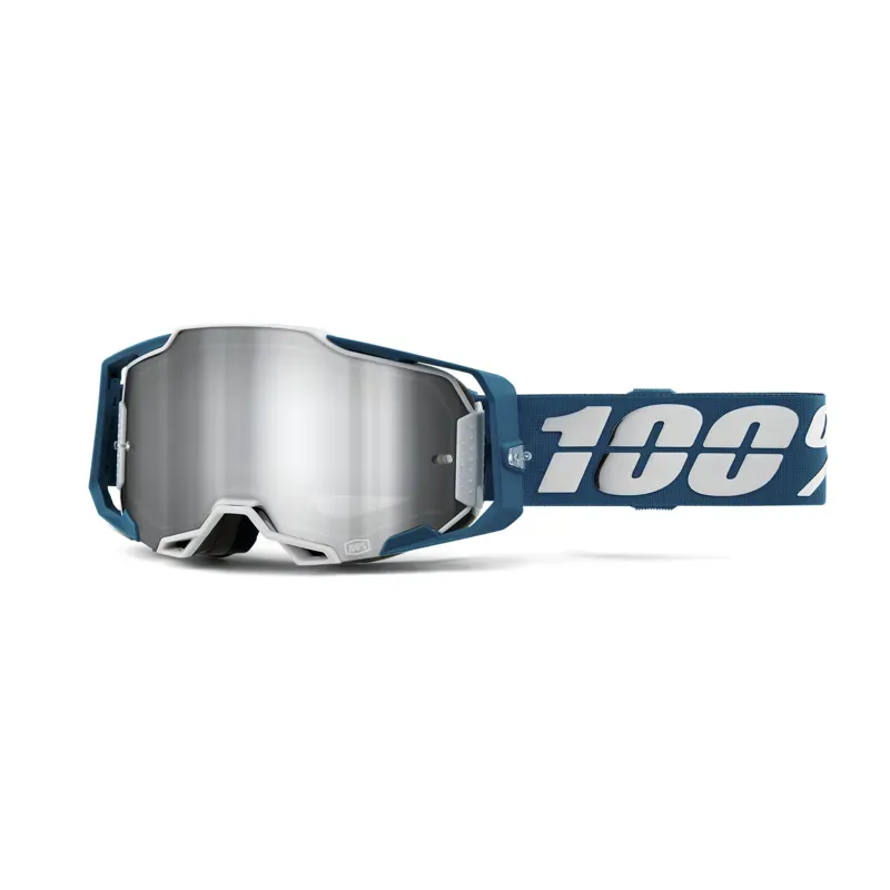 100% Armega Flash Silver Lens Goggles in Albar
