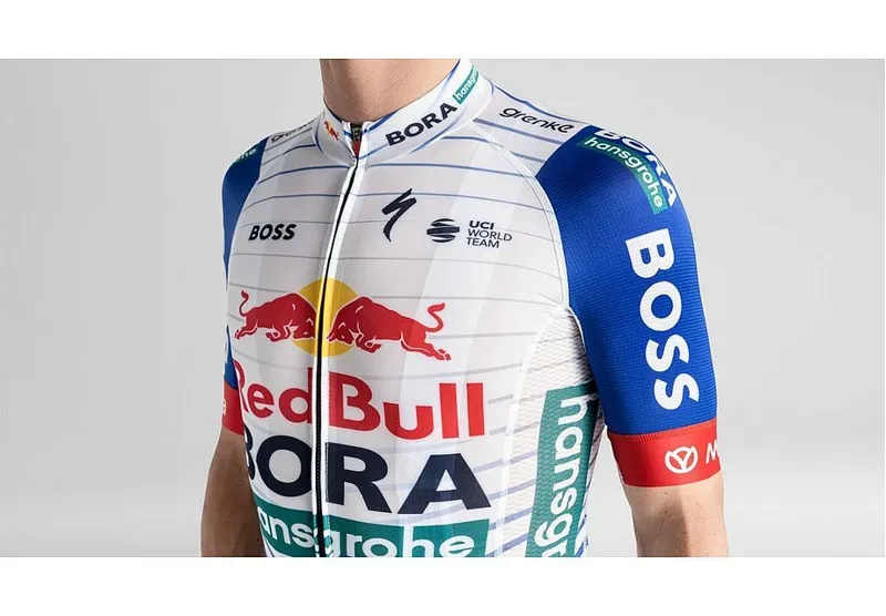 Red Bull - BORA - Hansgrohe Short Sleeve Replica Jersey White/RED BULL BLUE-4