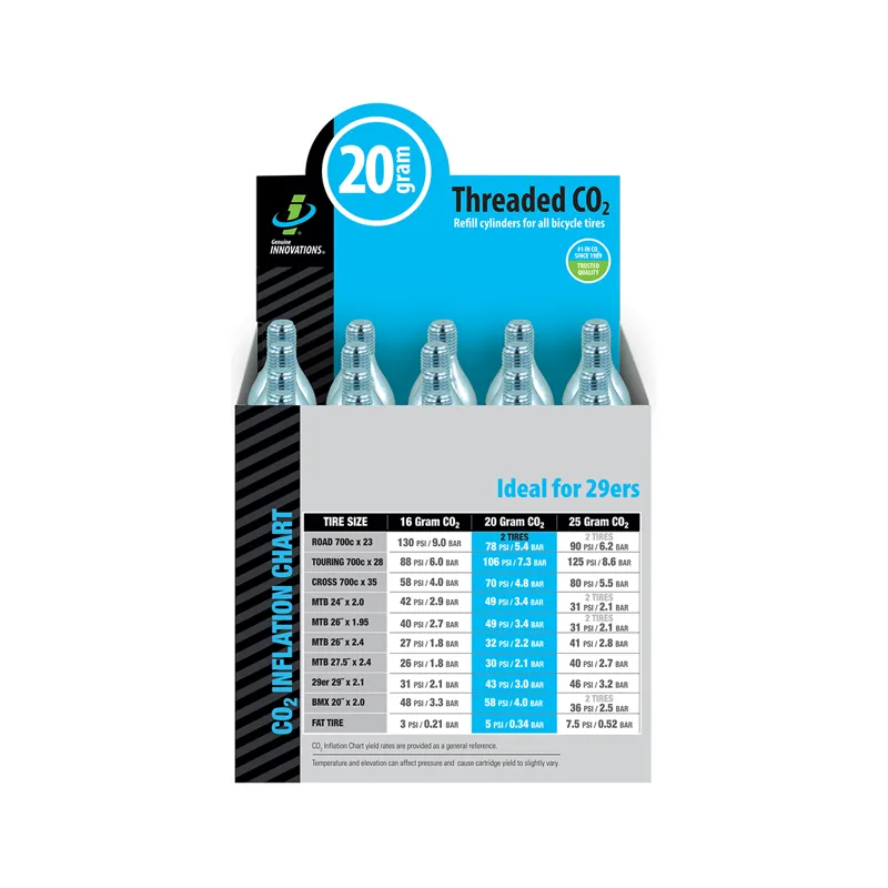 Genuine Innovations Box of 20 20g Threaded CO2 Cartridges