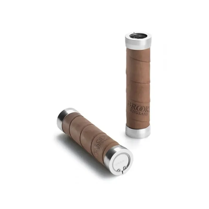 Slender leather grips dark tan