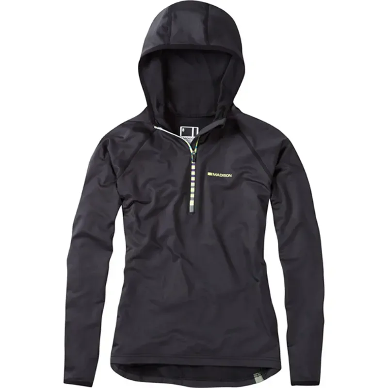 Madison Zena Long Sleeved Womens Hooded Top in Black
