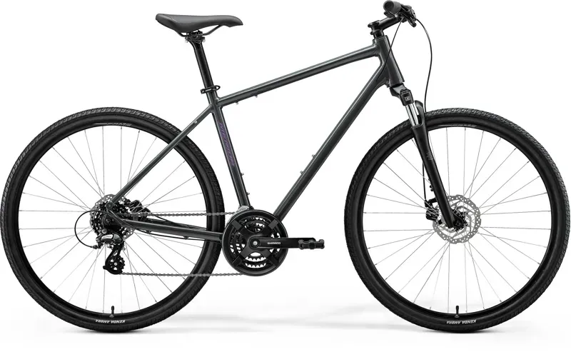 Merida Crossway 10 Trekking Bike in Glossy Cool Grey/Purple