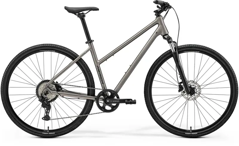 2025 Merida Crossway 20 Women's Trekking Bike - Silk Warm Slate Grey/Black