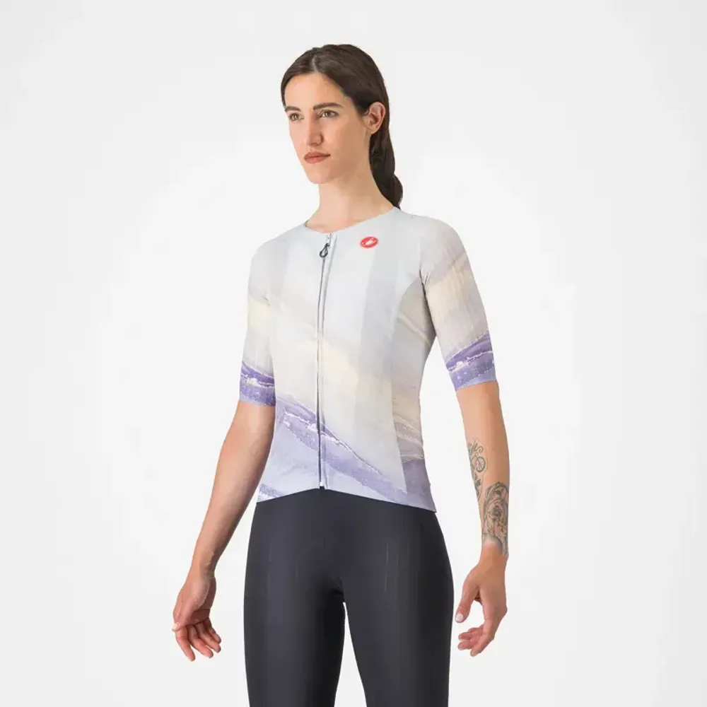 Js Cycles Castelli Aero Pro 8S Women's Jersey in Multicolour Purple | Free delivery over £50 & Cycle Scheme available.