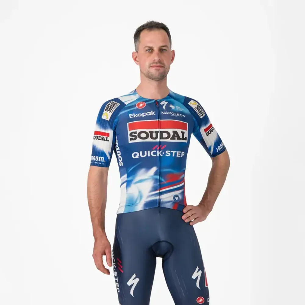 Js Cycles Castelli Soudal Quick-Step Aero Race 8S Jersey in Blue/Red | Free delivery over £50 & Cycle Scheme available.