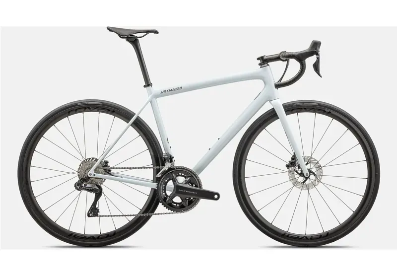 Specialized Aethos Pro Shim Ultegra Di2 Road Bike in Morning Mist/Lapis Radial Fade/Fog Tint Edge Fade/Smoke