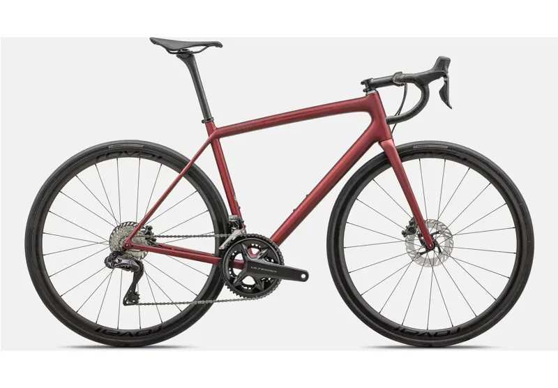 Specialized Aethos Pro Shim Ultegra Di2 Road Bike in Red Sky/Red Onyx