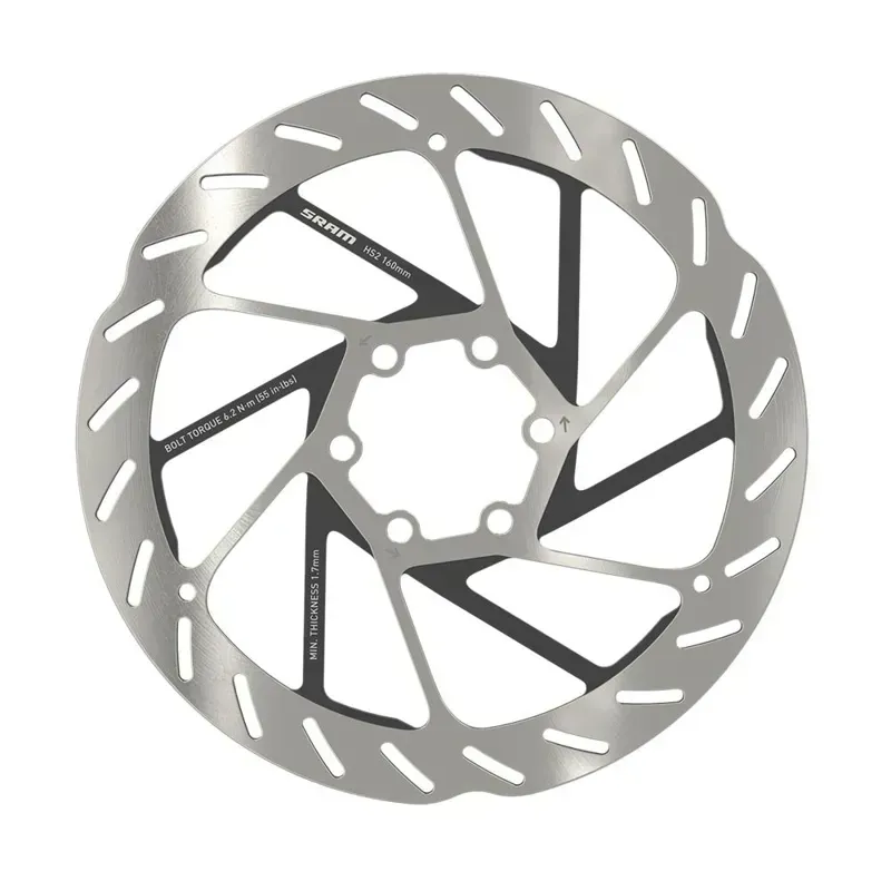 SRAM HS2 6-bolt Rounded Brake Rotor w/ Steel Bolts in Silver