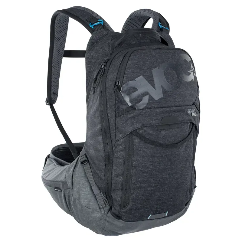 EVOC Trail Pro Protector Backpack 16L 2021: S/ M BLACK/CARBON GREY Small/Medium