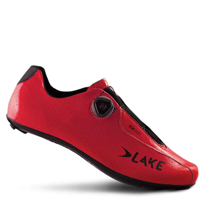 Lake CX301 CF Carbon Road Shoes in Red 