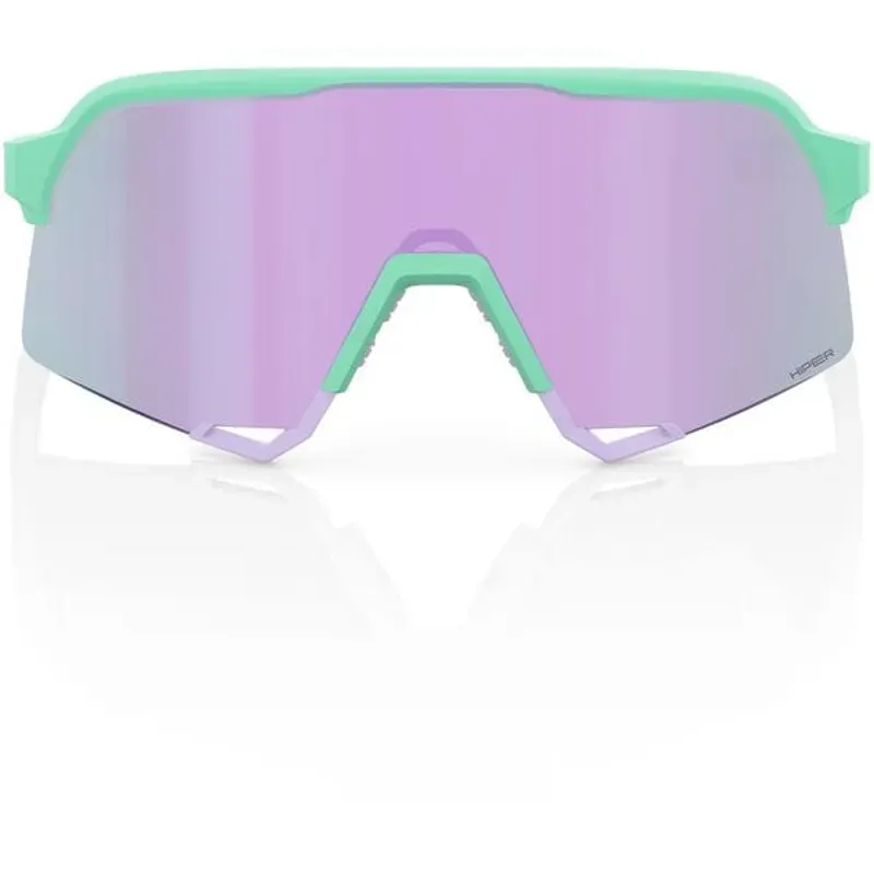100% S3 HiPER Lavender Mirror Lens Sunglasses in Soft Tact Mint-1
