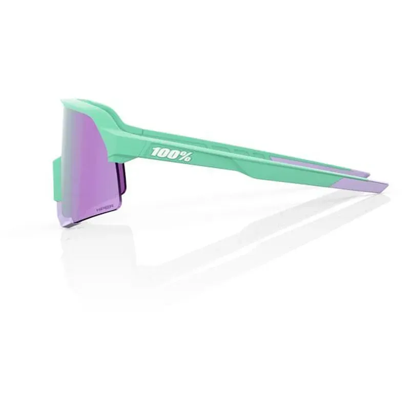 100% S3 HiPER Lavender Mirror Lens Sunglasses in Soft Tact Mint-2