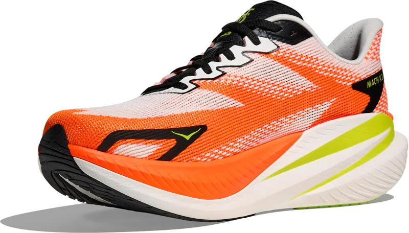 Hoka Mach X 3 - Men's Shoe - White/Neon Tangerine-3