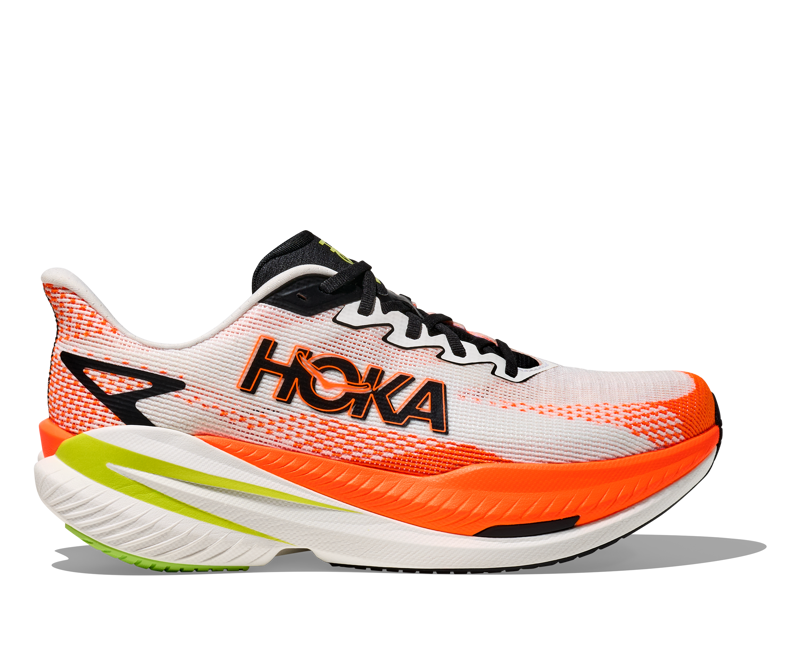 Hoka Mach X 3 - Men's Shoe - White/Neon Tangerine