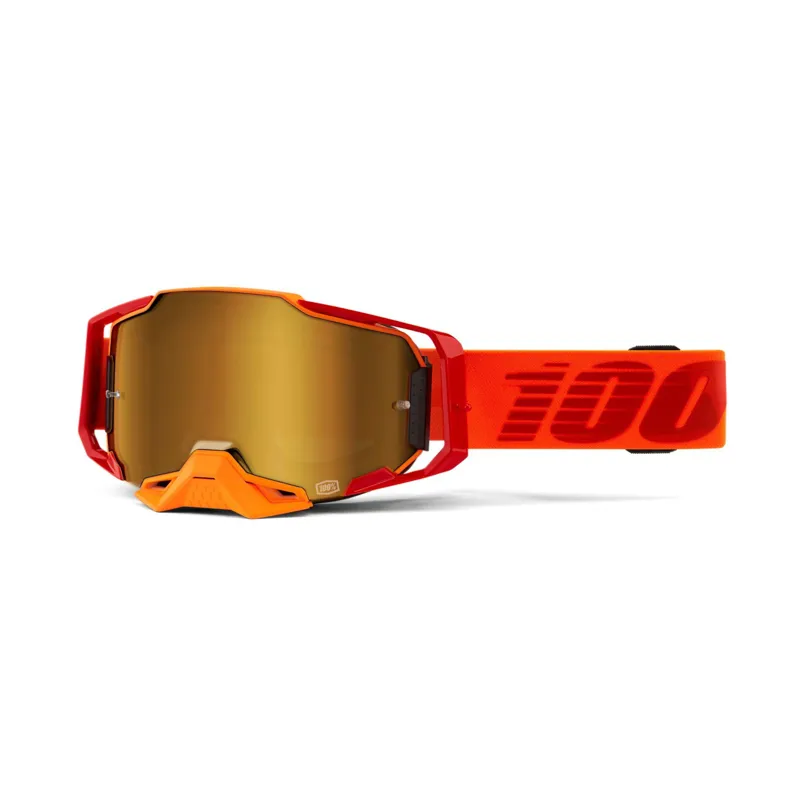 100% Armega Goggles in True Gold Mirror Lens/LitKit