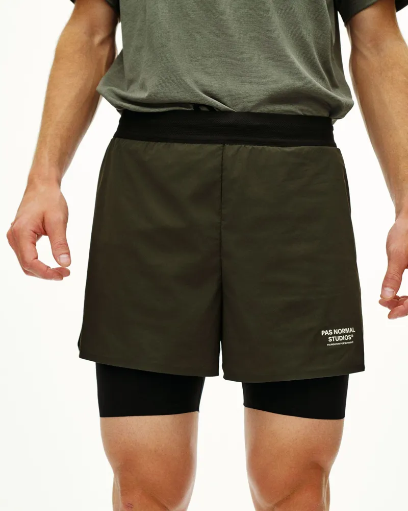 Pas Normal Studios Balance 2 in 1 Shorts Dark Olive-2
