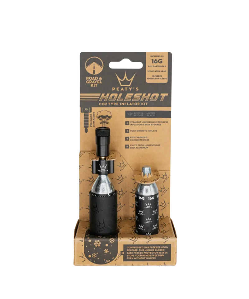 Peaty's Holeshot CO2 Tyre Inflator - Road And Gravel 16g Black