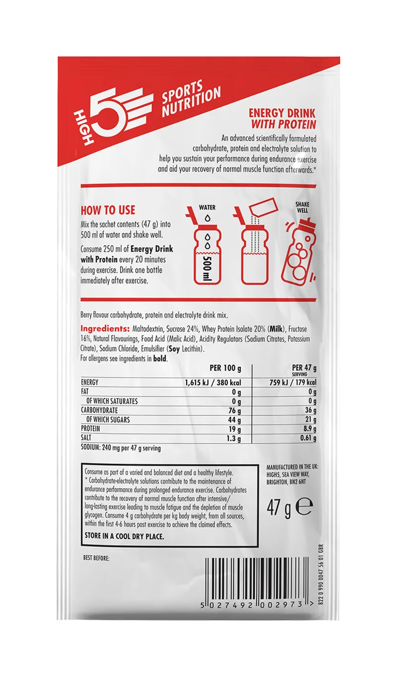 High5 Energy Drink Protein Sachet x12 47g -2