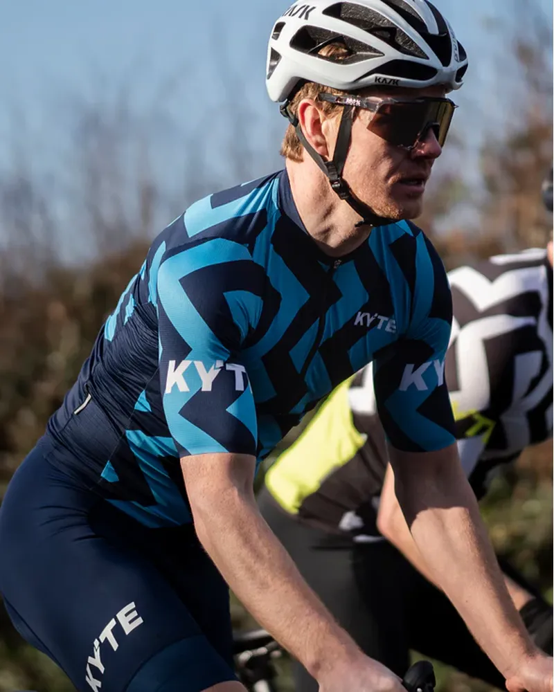KYTE Jazz Short Sleeve Jersey - Cyan / Navy-4