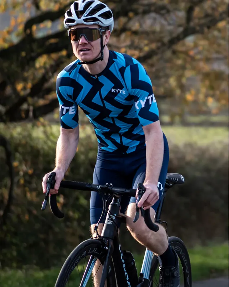 KYTE Jazz Short Sleeve Jersey - Cyan / Navy-2