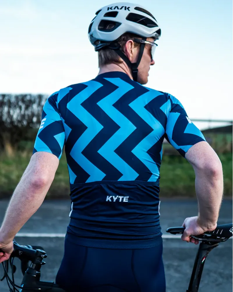 KYTE Jazz Short Sleeve Jersey - Cyan / Navy-3