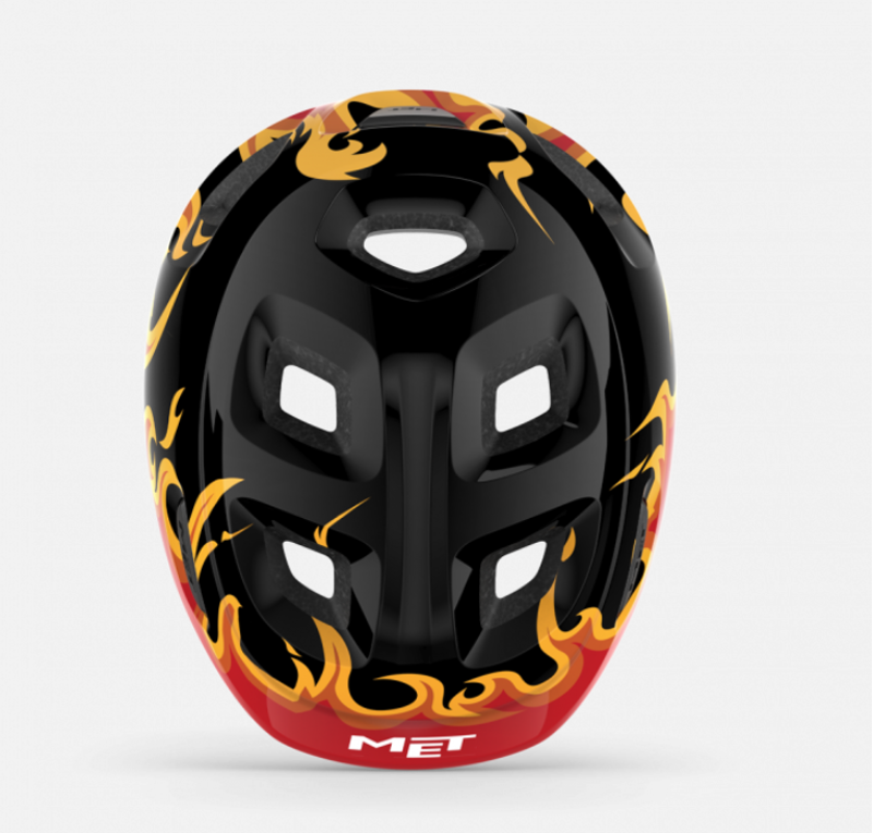 MET Hooray Kid's Helmet in Black Flames-3