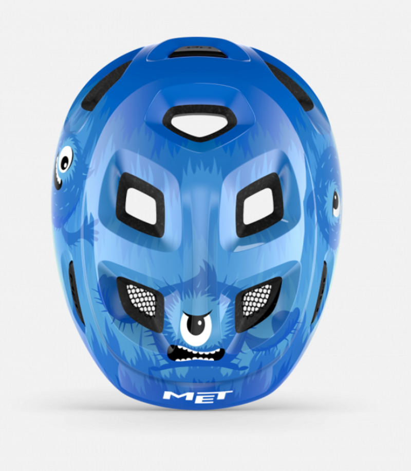 MET Hooray Kid's Helmet in Blue Monsters-3