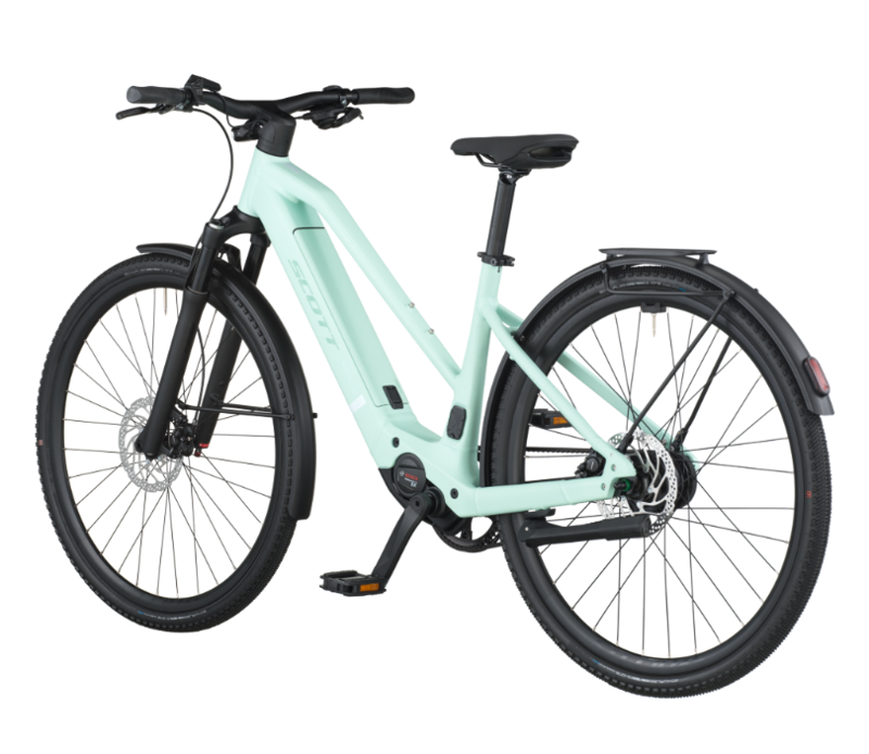 Scott Passage 10 Belt Slope eHybrid Bike in Mint Green-2