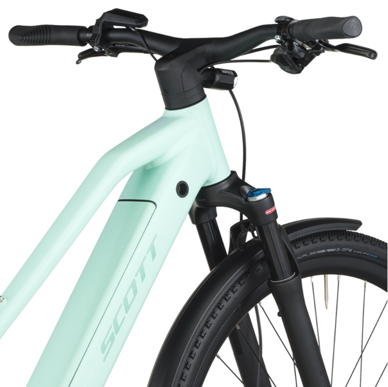 Scott Passage 10 Belt Slope eHybrid Bike in Mint Green-4