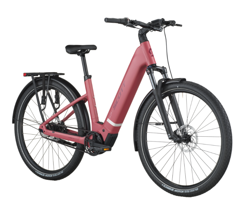 Scott Sub Tour 10 Wave eHybrid Bike in Magenta Red-1