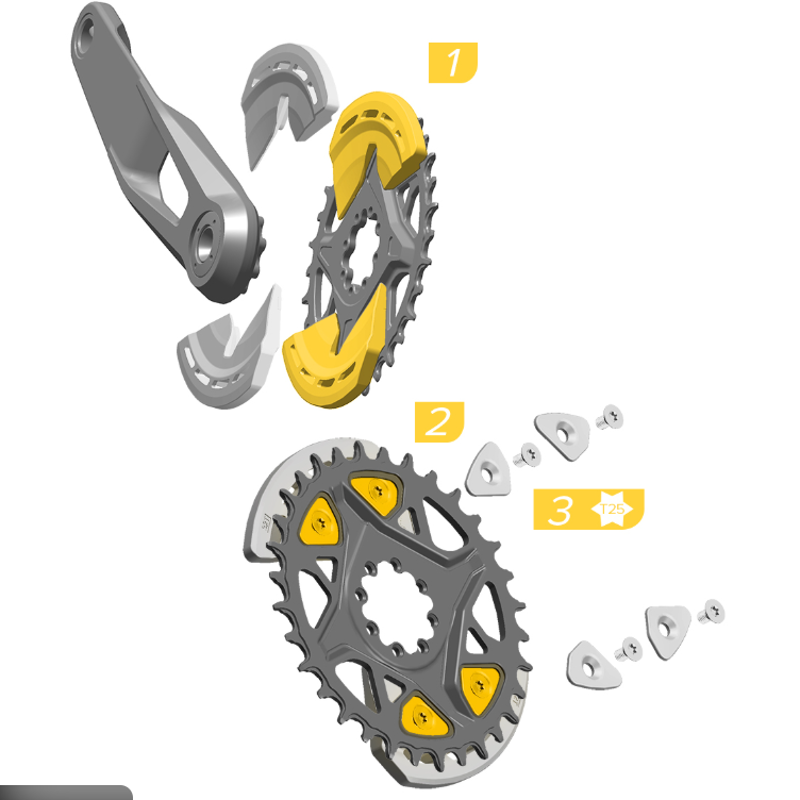 SRAM Single Impact Bash Guard Kit For X0 GX D1 Including 1 Impact Guard 2 Backplates 2 Guard Bolts-1