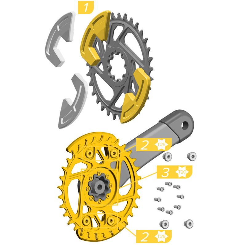 SRAM Single Impact Bash Guard Kit For X0 GX D1 Including 1 Impact Guard 2 Backplates 2 Guard Bolts-2