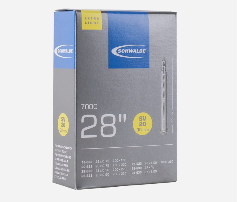 Schwalbe Inner Tube sv20 Xlight 700c 80mm BLACK-1