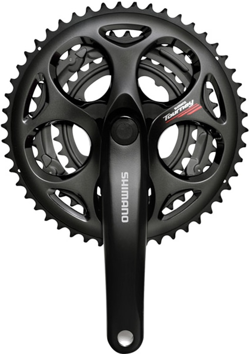 Shimano FC-A073 Tourney square-taper triple chainset.