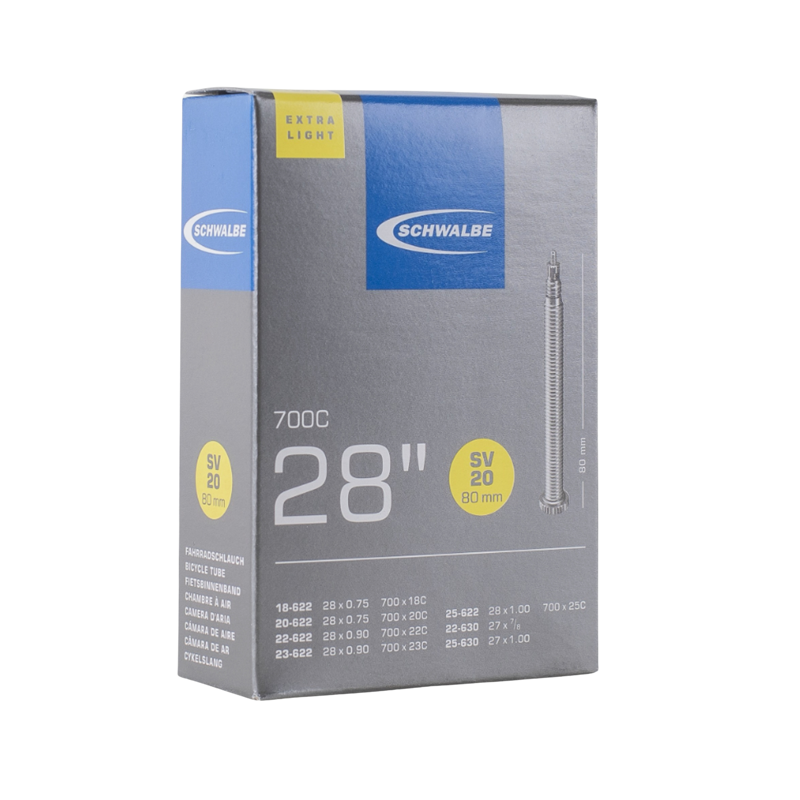 Schwalbe Inner Tube sv20 Xlight 700c 80mm BLACK