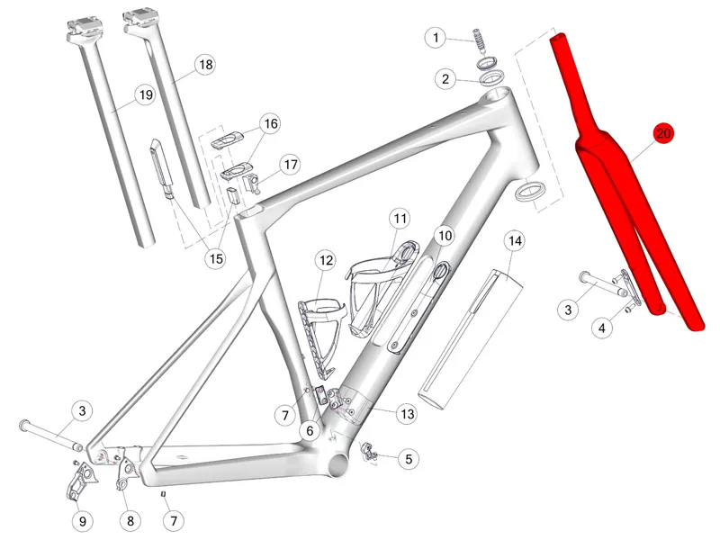 BMC Replacement TeamMachine R01 Flat Steerer Fork Ready to Paint  54-61-1